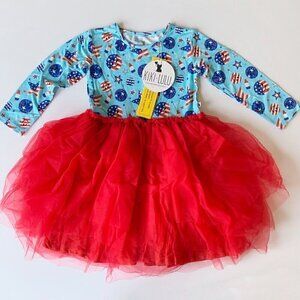 NWT Kiki + Lulu PATRIOTIC PARTY IN THE U.S.A. Girl Dress With Tulle 5-6 Years 5T